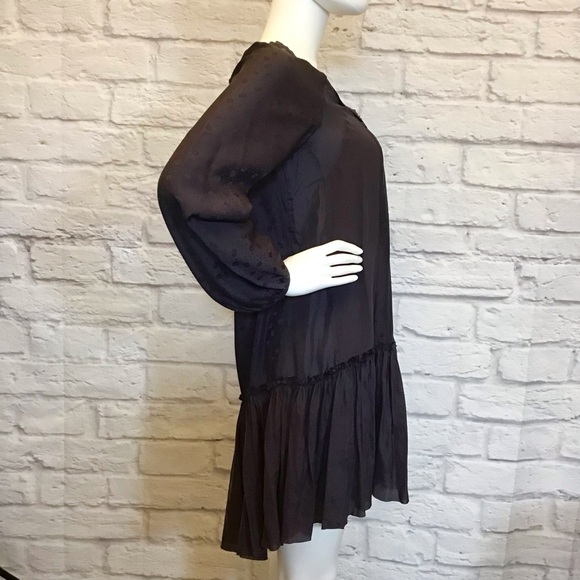 Rebecca Taylor 2 Silk Babydoll Flutter A Line Dress Eggplant Purple Flowy - Picture 3 of 14